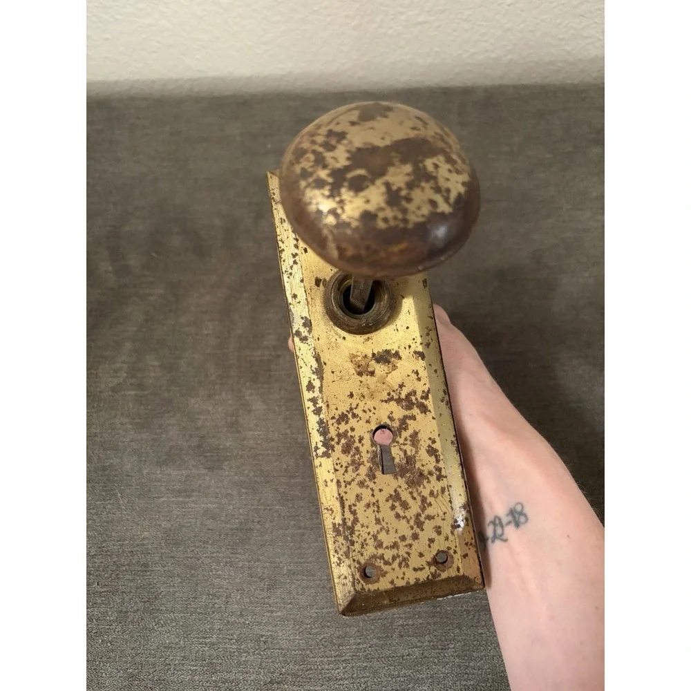 Antique Door Knobs Set Brass ? Handles Plates Door Hardware